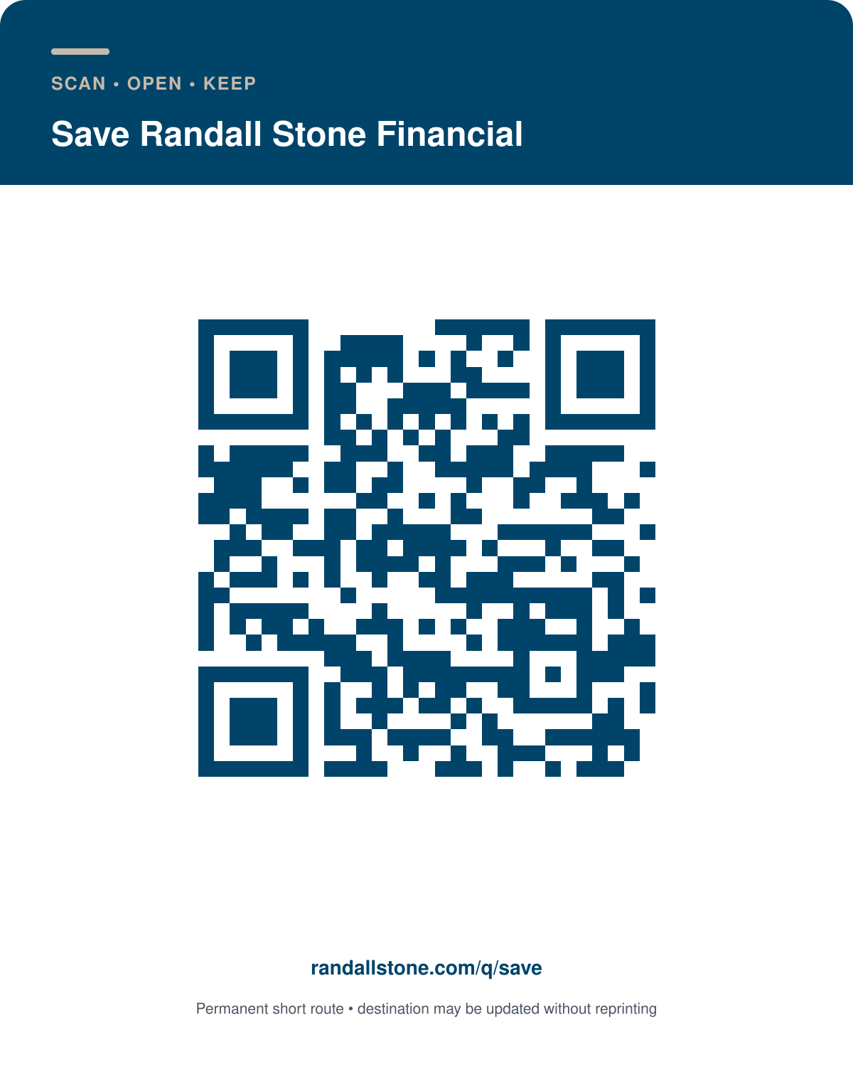 Printable QR card for Save Randall Stone Financial